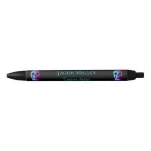 Skull Head Gothic Neon Lila Aquamarin Black Design Kugelschreiber