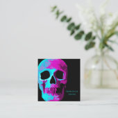 Skull Head Gothic Neon Lila Aquamarin Black Design Quadratische Visitenkarte (Stehend Vorderseite)