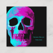 Skull Head Gothic Neon Lila Aquamarin Black Design Quadratische Visitenkarte (Vorderseite)