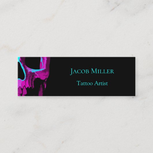 Skull Head Gothic Neon Lila Aquamarin Black Design Telefonnummerkarte (Vorderseite)