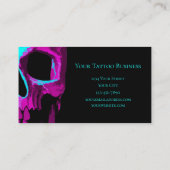 Skull Head Gothic Neon Lila Aquamarin Black Design Visitenkarte (Rückseite)