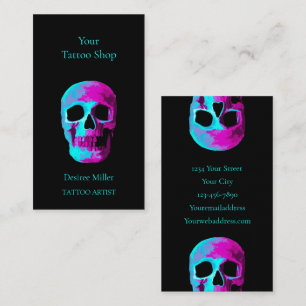 Skull Head Gothic Neon Lila Aquamarin Black Design Visitenkarte