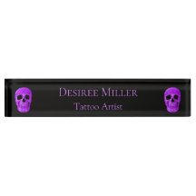 Skull Head Gothic Neon Lila Black Tattoo Shop