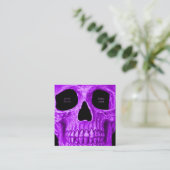Skull Head Gothic Neon Lila Black Tattoo Shop Quadratische Visitenkarte (Stehend Vorderseite)
