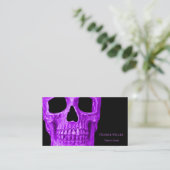 Skull Head Gothic Neon Lila Black Tattoo Shop Visitenkarte (Stehend Vorderseite)