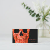 Skull Head Gothic Neon Orange Black Tattoo Shop Visitenkarte (Stehend Vorderseite)
