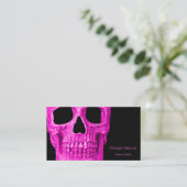 Skull Head Gothic Neon Pink Black Tattoo Shop Visitenkarte (Stehend Vorderseite)
