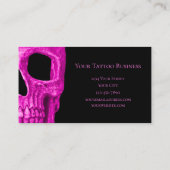 Skull Head Gothic Neon Pink Black Tattoo Shop Visitenkarte (Rückseite)