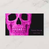 Skull Head Gothic Neon Pink Black Tattoo Shop Visitenkarte (Vorderseite)