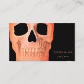 Skull Head Gothic Pastel Orange Black Tattoo Shop Visitenkarte (Vorderseite)