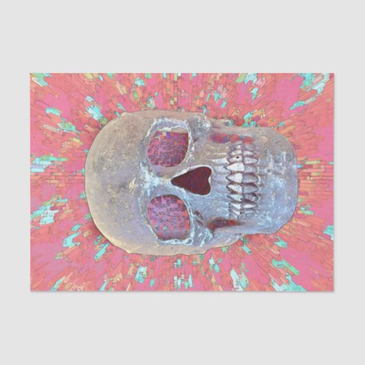 Skull Head Gothic Pop Art Rosa Abstrakt Moderne Seidenpapier (Vorderseite)