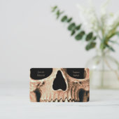 Skull Head Gothic Tan Brown Black Tattoo Shop Visitenkarte (Stehend Vorderseite)