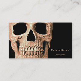 Skull Head Gothic Tan Brown Black Tattoo Shop Visitenkarte