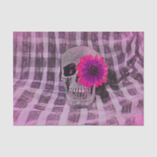 Skull Head Gothic Vintag Sonnenblume Rosa Kariert Seidenpapier