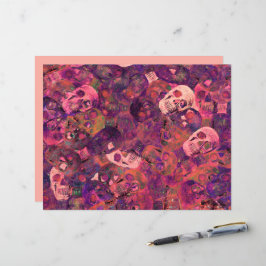 Skull Head Gothic Vintag Style Rosa Lila Kunst
