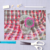 Skull Head Gothlower Red Pink Texture Kariert Seidenpapier (Handwerk)