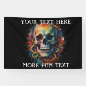 Skull Head mit mehrfarbigen Paint Splashes Banner (Horizontal)