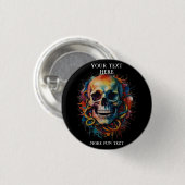 Skull Head mit mehrfarbigen Paint Splashes Button (Vorne & Hinten)