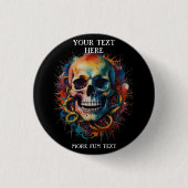 Skull Head mit mehrfarbigen Paint Splashes Button (Vorderseite)