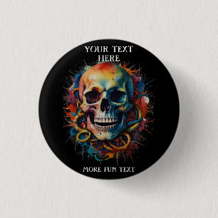 Skull Head mit mehrfarbigen Paint Splashes Button