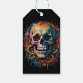 Skull Head mit mehrfarbigen Paint Splashes Geschenkanhänger (Vorderseite)