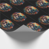 Skull Head mit mehrfarbigen Paint Splashes Geschenkpapier (Ecke)