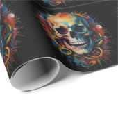 Skull Head mit mehrfarbigen Paint Splashes Geschenkpapier (Rolleneckpunkt)