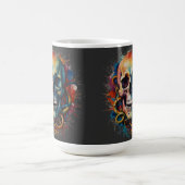 Skull Head mit mehrfarbigen Paint Splashes Kaffeetasse (Mittel)