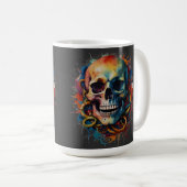 Skull Head mit mehrfarbigen Paint Splashes Kaffeetasse (VorderseiteRechts)