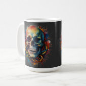 Skull Head mit mehrfarbigen Paint Splashes Kaffeetasse (Vorderseite Links)