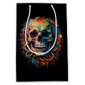 Skull Head mit mehrfarbigen Paint Splashes Mittlere Geschenktüte (Vorderseite)