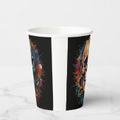 Skull Head mit mehrfarbigen Paint Splashes Pappbecher (Links)