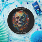 Skull Head mit mehrfarbigen Paint Splashes Pappteller (Party)