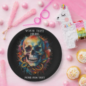 Skull Head mit mehrfarbigen Paint Splashes Pappteller (Party)