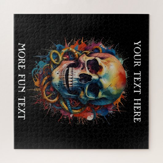 Skull Head mit mehrfarbigen Paint Splashes Puzzle (Horizontal)