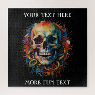 Skull Head mit mehrfarbigen Paint Splashes Puzzle