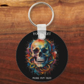 Skull Head mit mehrfarbigen Paint Splashes Schlüsselanhänger (Vorderseite)