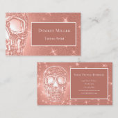 Skull Head Rose Gold Elegante Gotische Girly Glitz Visitenkarte (Vorne/Hinten)