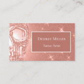 Skull Head Rose Gold Elegante Gotische Girly Glitz Visitenkarte (Vorderseite)