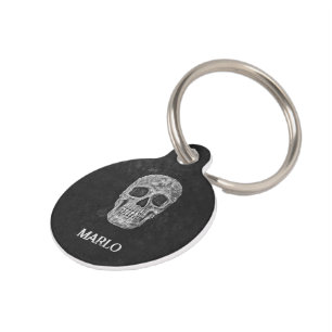 Skull Head Schwarz und Weiß Gothic Grunge Haustiermarke