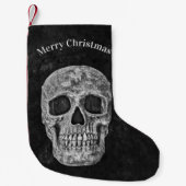 Skull Head Schwarz und Weiß Gothic Weihnachten Kleiner Weihnachtsstrumpf (Vorderseite)