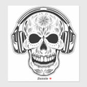 Skull-Headphone-Musik Aufkleber (Blatt)