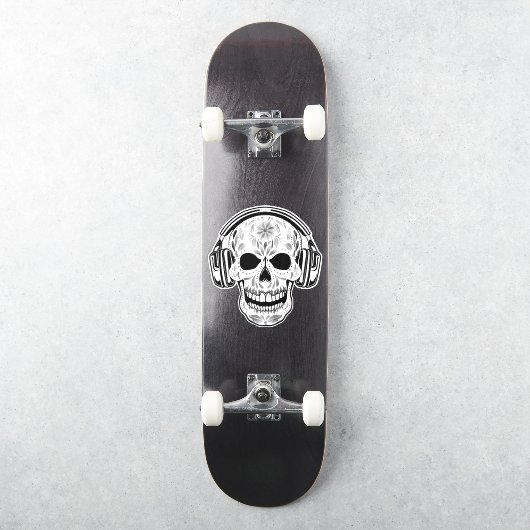 Skull-Headphone-Musik Aufkleber (Skateboard)