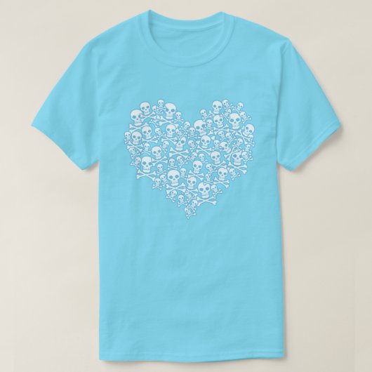 Skull Heart Blue Kontur T - Shirt (Design vorne)