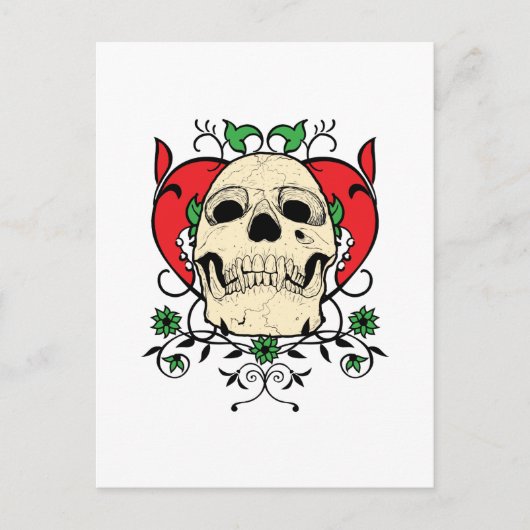 Skull Heart Grunge Postkarte (Vorderseite)
