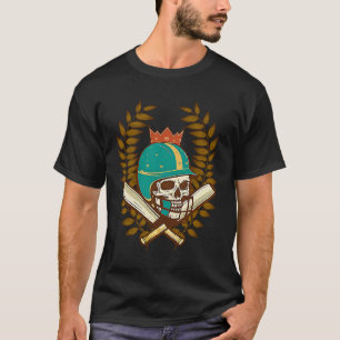 Skull Helm Bat Cricket Player T-Shirt