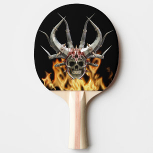Skull Helmet Fantasy Demon Flammen Tischtennis Schläger