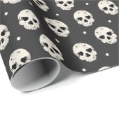 Skull Herz Augen auf Dunkelgrau Geschenkpapier (Rolleneckpunkt)