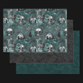 Skull Hexal Floral | Dark Gothic Mitternacht Aquam Geschenkpapier Set