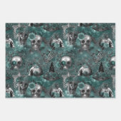 Skull Hexal Floral | Dark Gothic Mitternacht Aquam Geschenkpapier Set (Vorderseite)